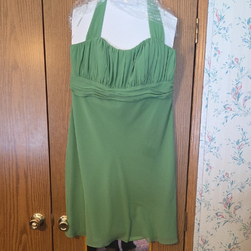 David's Bridal Green Halter Dress
